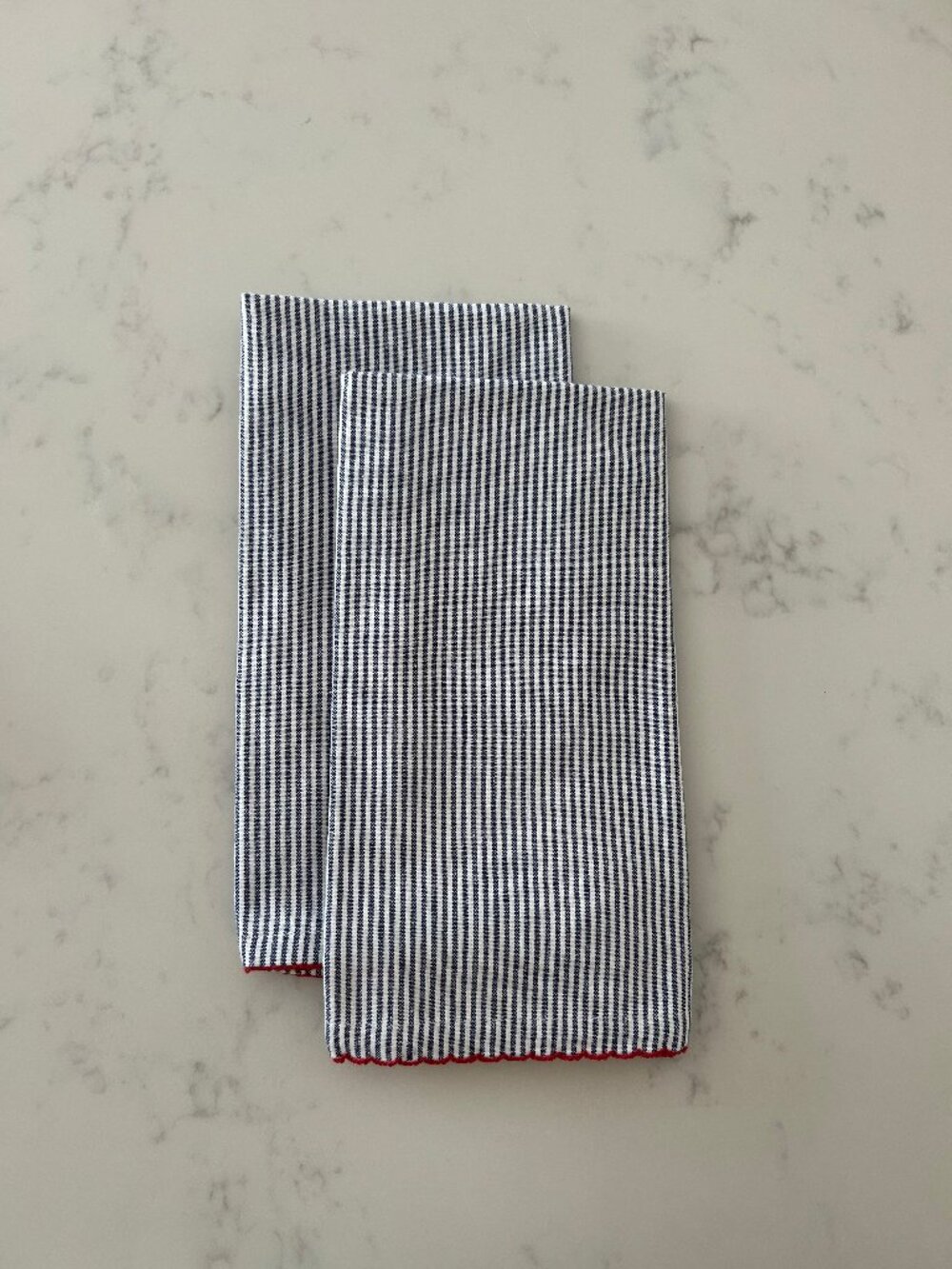 Set/2 Blue & White Pinstripe Napkins